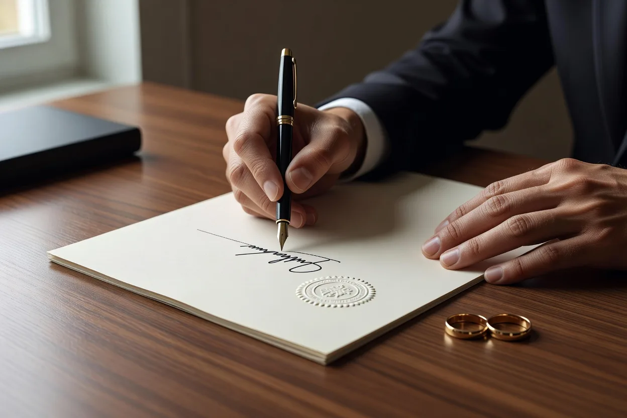 A notarized prenuptial agreement requires an official seal to be valid in Russia.