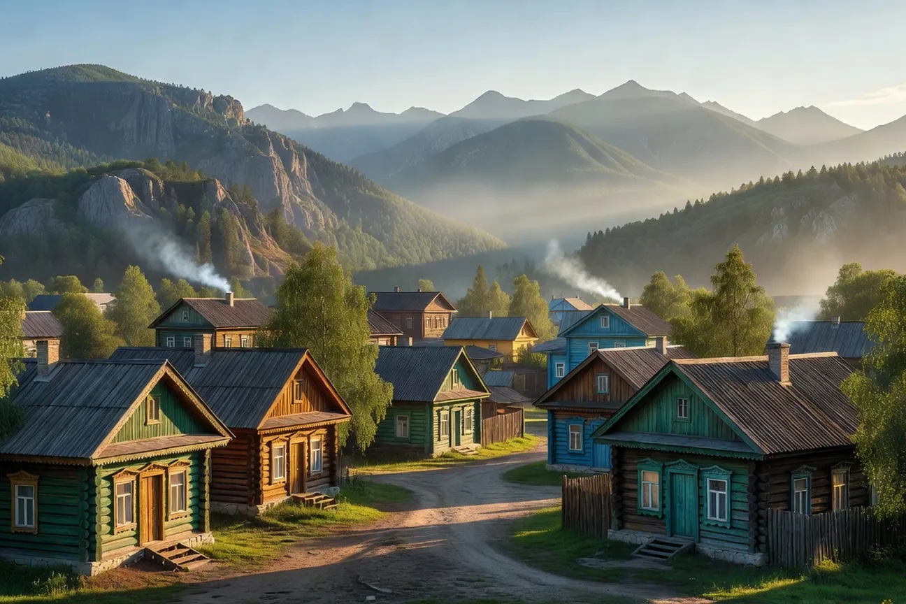 Panoramic view of a regional Russian city with traditional architecture
